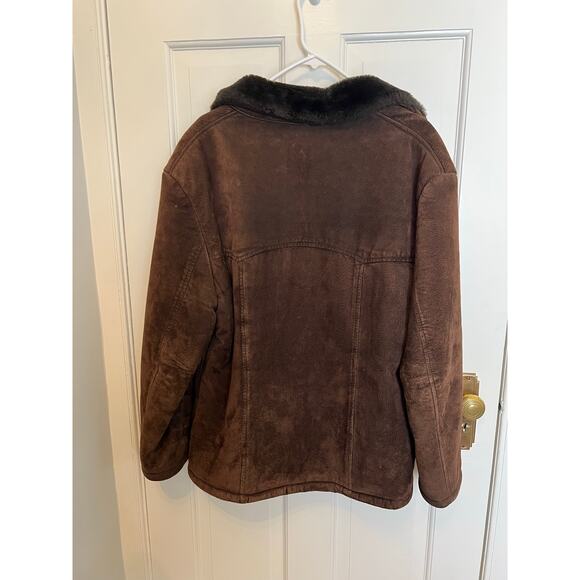Vintage Guess Women's L Brown Suede Leather Faux Fur Lined Jacket Coat Y2K - Picture 2 of 16